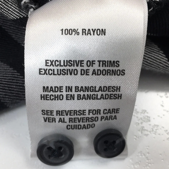 Woolrich Black White Plaid‎ Button Front Shirt Womens Large Roll Tab Sleeve - Picture 6 of 11